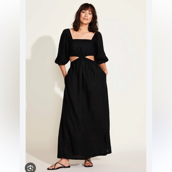 Vitamin A Cierra Cut Out Dress - Black EcoLinen New with Tags! - Picture 4 of 10